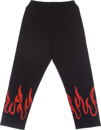 VISION-OF-SUPER-Pantalone-Tuta-Leggero-Uomo-Spray-Flames-Pants-Black/red-da-uomo