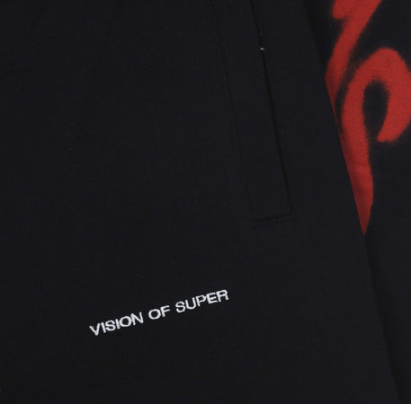 VISION-OF-SUPER-Pantalone-Tuta-Leggero-Uomo-Spray-Flames-Pants-Black/red-da-uomo