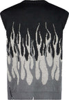 VISION-OF-SUPER-Pullover-Smanicato-Uomo-Jacquard-Flames-Gilet-Black/grey-da-uomo