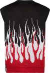 VISION-OF-SUPER-Pullover-Smanicato-Uomo-Jacquard-Flames-Gilet-Black/white/red-da-uomo