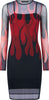 VISION-OF-SUPER-Vestito-Donna-Flames-Dress-Black/red-da-donna