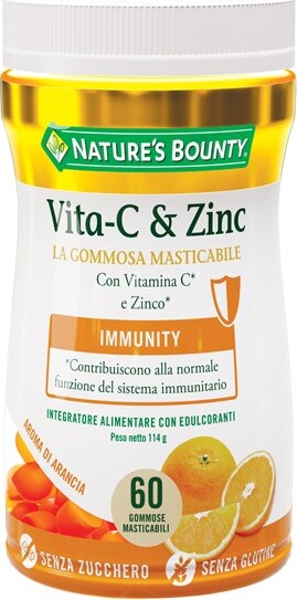 VITA-C-e-ZINC-integratore-alimentare-60-gommose-masticabili-Nature's-Bounty