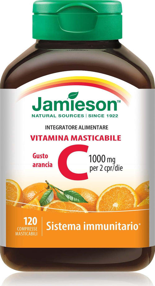 Vitamina-C-1000-gusto-arancia-integratore-alimentare-120-compresse-masticabili-Biovita