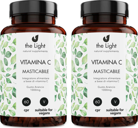 Vitamina C 1000mg Alto Dosaggio Scorta per Un Mese 60 Compresse Vegan Masticabili Integratore Alimentare Salute e cura della persona/Vitamine minerali e integratori/Singole vitamine/Vitamina C The Light Nutrition - Milano, Commerciovirtuoso.it