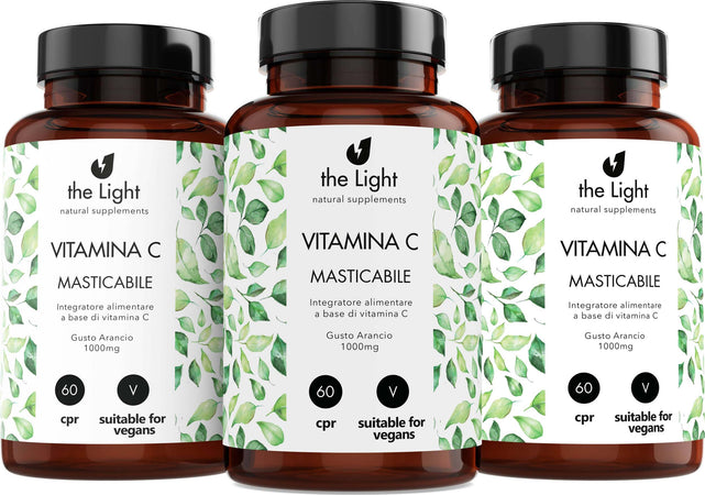 Vitamina C 1000mg Alto Dosaggio Scorta per Un Mese 60 Compresse Vegan Masticabili Integratore Alimentare Salute e cura della persona/Vitamine minerali e integratori/Singole vitamine/Vitamina C The Light Nutrition - Milano, Commerciovirtuoso.it