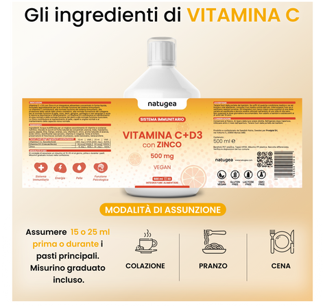 Vitamina C Liquida + D3 con Zinco