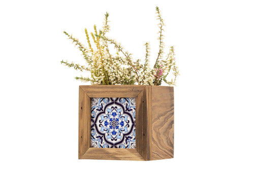 Porta piantine Harmony con maiolica Legno e ceramica