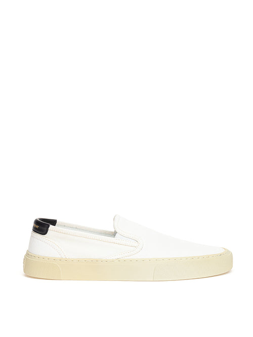 Saint Laurent Slip on in Canvas Bianco da donna
