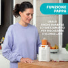 CHICCO Scaldabiberon Portatile da Viaggio e Scalda Pappa con 3 Programmi e Spegnimento Automatico, Scalda in Modo Graduale, Anche per Vasetti e Latte Materno, Mantiene il Calore, 220W, Bianco