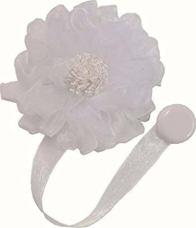 VOILA'---CALAMITA-PER-TENDA-FIORE-GRANDE-CON-NASTRO-IN-ORGANZA-COLORE-BIANCO