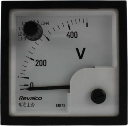 Voltmetro-analogico-90gradi-FE.72-500VAC-+-commutatore-di-fase-Re.val.co