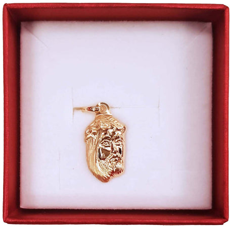 Volto di Cristo Pendente in Oro Giallo 18Kt Au 750 millesimi Gesù Ciondolo Religioso per Collana 2.7 cm Made in Italy Artigianale
