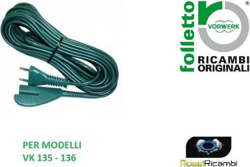 VORWERK FOLLETTO - CAVO ALIMENTAZIONE PER VK135 VK136 - 10 METRI - ORIGINALE Casa e cucina/Aspirapolvere e pulizia di pavimenti e finestre/Accessori per aspirapolvere/Batterie e parti sostitutive Rossi Ricambi - Venetico Marina, Commerciovirtuoso.it