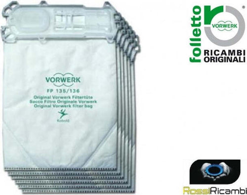 VORWERK FOLLETTO - SACCHETTI ASPIRAPOLVERE VK 135 VK 136 - ORIGINALE Casa e cucina/Aspirapolvere e pulizia di pavimenti e finestre/Accessori per aspirapolvere/Sacchetti per aspirapolvere/Sacchetti per aspirapolvere verticale Rossi Ricambi - Venetico Marina, Commerciovirtuoso.it