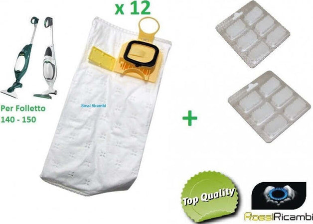 VORWERK FOLLETTO 12 SACCHETTI + PROFUMINI X VK140 -VK150 ADATTABILI COMPATIBILI Casa e cucina/Aspirapolvere e pulizia di pavimenti e finestre/Accessori per aspirapolvere/Sacchetti per aspirapolvere/Sacchetti per aspirapolvere verticale Rossi Ricambi - Venetico Marina, Commerciovirtuoso.it