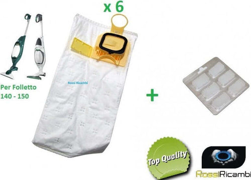 VORWERK FOLLETTO 6 SACCHETTI + PROFUMINI X VK140 VK150 ADATTABILI COMPATIBILI Casa e cucina/Aspirapolvere e pulizia di pavimenti e finestre/Accessori per aspirapolvere/Sacchetti per aspirapolvere/Sacchetti per aspirapolvere verticale Rossi Ricambi - Venetico Marina, Commerciovirtuoso.it
