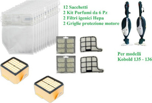 VORWERK FOLLETTO KIT MANUTENZIONE VK 135-136 - 12 SACCHETTI 4 FILTRI 12 PROFUMI Casa e cucina/Aspirapolvere e pulizia di pavimenti e finestre/Accessori per aspirapolvere/Sacchetti per aspirapolvere/Sacchetti per aspirapolvere verticale Rossi Ricambi - Venetico Marina, Commerciovirtuoso.it