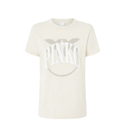 Pinko t-shirt donna pinko - start t-shirt jersey tinto old - beige da donna