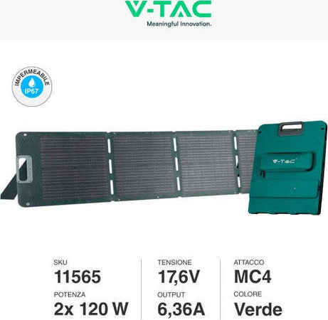 VT-10240-Kit-2-Pannelli-Solari-Fotovoltaici-2x120W-Pieghevoli-IP67-Portatili-con-Cover-Protettiva---SKU-11565