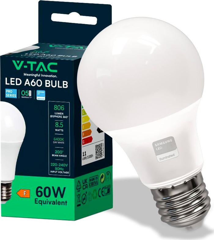 LAMPADINA A LED V-TAC LUCE CALDA 2700K NEUTRA 4500K FREDDA 6000K E27 9W
