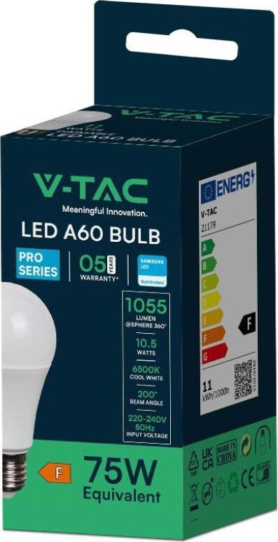 VT-211 LAMPADINA LED E27 10.5W BULB A60 GOCCIA SMD CHIP SAMSUNG - SKU 21177 / 21178 / 21179 Illuminazione/Lampadine/Lampadine a LED Zencoccostore - Formia, Commerciovirtuoso.it