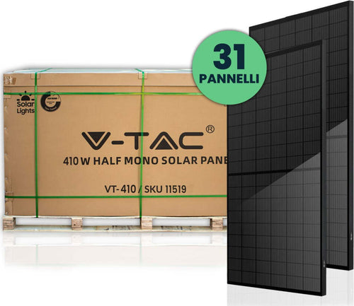 VT-410 Kit 12,7kW 31 Pannelli Solari Fotovoltaici 410W 108 Celle IP68 Telaio Nero - SKU 1151931 Commercio Industria e Scienza/Energia solare e eolica/Pannelli solari/Pannelli solari monocristallini Zencoccostore - Formia, Commerciovirtuoso.it