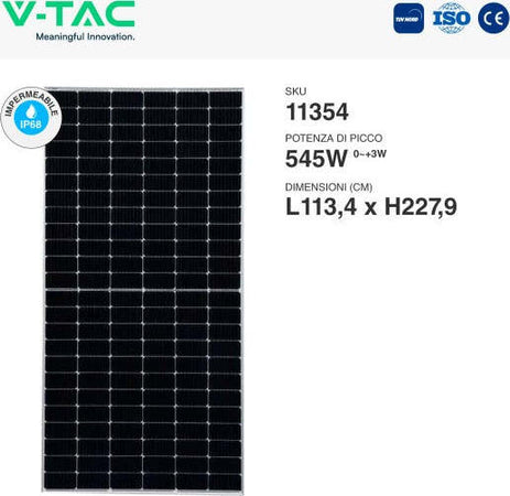VT-545 Kit 16,8kW 31 Pannelli Solari Fotovoltaici 36V 545W 144 Celle IP68 - SKU 1135431 Commercio Industria e Scienza/Energia solare e eolica/Pannelli solari/Pannelli solari monocristallini Zencoccostore - Formia, Commerciovirtuoso.it