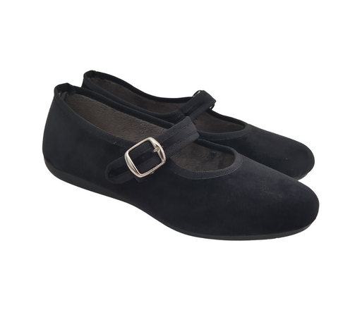 Originali Mary Jane, Ballerine Donna da Casa, Eleganti Friulane con Cinturino, Pantofole Basse in Velluto, Produzione Artigianale