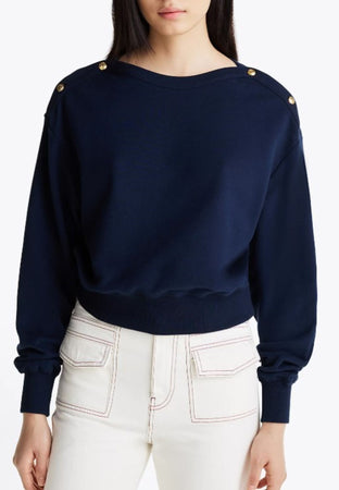 Tommy Hilfiger FELPA GOLD BTN BOAT-NK SWTSHIRT da donna