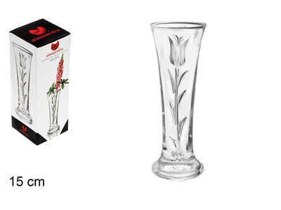 Vaso fiori in vetro elsa mondo flor jarron cristal alcoa alt. cm. 15