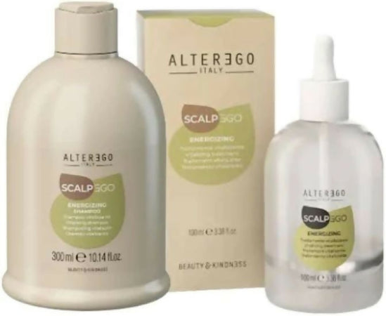 Alterego scalpego energizing intensive tonic 100 ml + energizing shampoo 250 ml per capelli deboli e fragili.