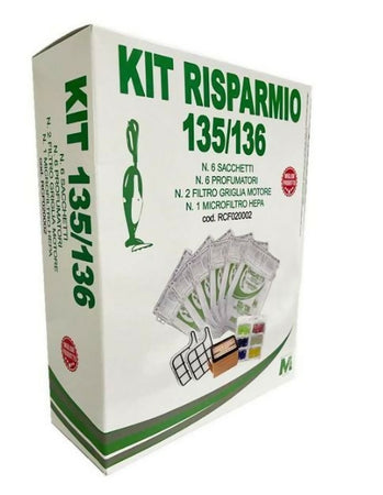 Kit risparmio 6 sacchetti in microfibra 6 profumatori 2 filtri griglia motore 1 filtro hepa compatibili per Vorwerk folletto VK135 VK136