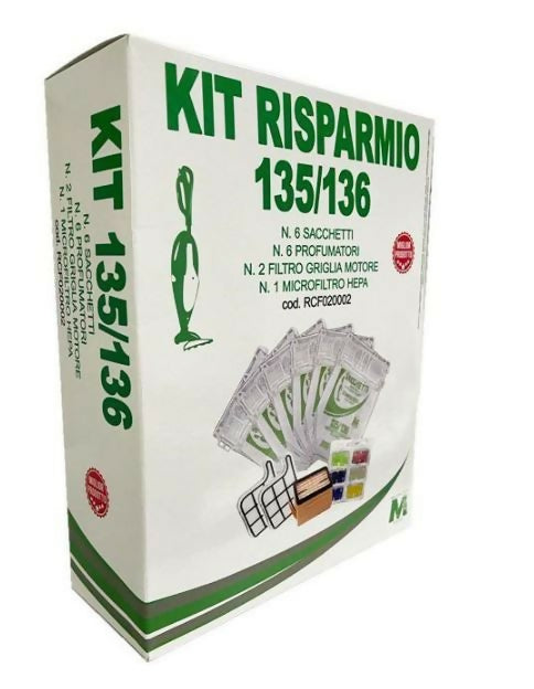 Kit risparmio 6 sacchetti in microfibra 6 profumatori 2 filtri griglia motore 1 filtro hepa compatibili per Vorwerk folletto VK135 VK136