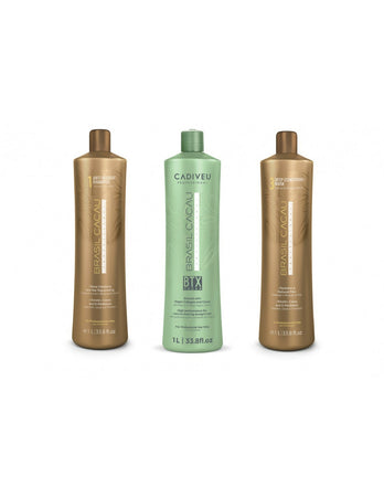 Cadiveu brasil cacau BTX vegan kit composto da: anti residue shampoo 1000 m, btx vegan 1000 ml e deep conditioning mask 1000 ml