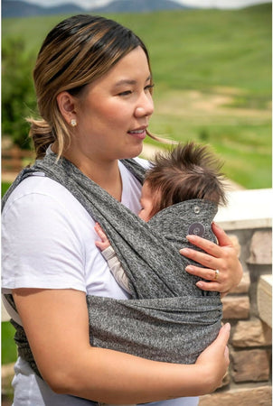 CHICCO Boppy Comfyfit Evolution - Portabebè, Semplice da Indossare e Regolabile, Portabebè Neonato Fronte Mamma Ergonomico con Supporto Testa e Collo, Ampie Fasce Da Annodare, Giromanica Regolabile, 0 Mesi+, colore GREY grigio