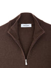 Gran Sasso Maglione Cardigan in Lana Marrone con Zip da uomo