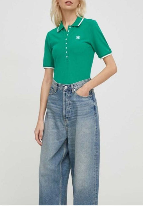 Tommy Hilfiger POLO SLIM SMD TIPPING LYOCELL POLO da donna