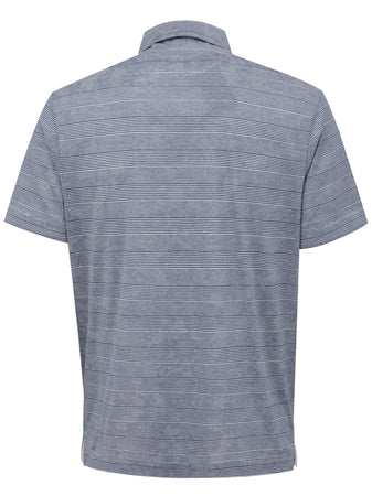 CANALI Polo Canali blu a righe manica corta da uomo