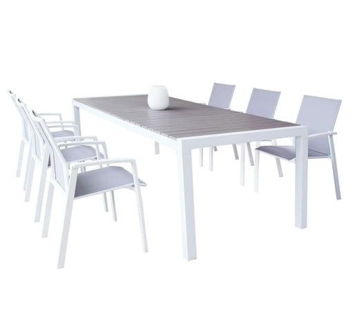 Tavolo allungabile "Corfù" in alluminio e Polywood dogato telescopico 160-240x100 cm per giardino e veranda
