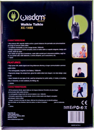 WALKIE TALKIE RICETRASMETTITORE WISDOM POTENZA 5W 16 CANALI BATTERIA AL LITIO  Trade Shop italia - Napoli, Commerciovirtuoso.it