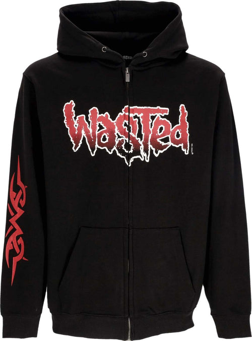 WASTED-PARIS-Felpa-Cappuccio-Zip-Uomo-Blind-Zip-Hoodie-Black-da-uomo