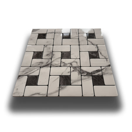 Piastrelle 3D Autoadesive in PET acustiche e isolanti 30x30cm (4mm spessore) MOSAICO MARMO B&W