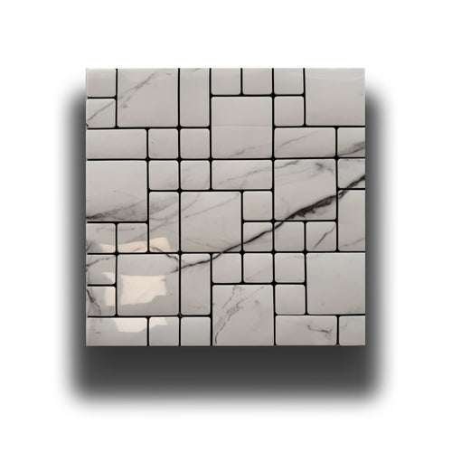 Piastrelle 3D Autoadesive in PET acustiche e isolanti 30x30cm (4mm spessore) MOSAICO CARRARA - Eternal Parquet