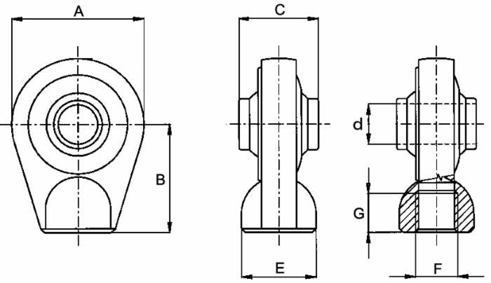 Supporto superiore rotula sferica con Ø 22mm testa Ø 75mm e interasse 65mm