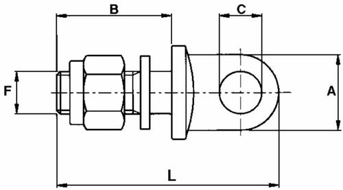 Perno occhio per catene 20x2,5 corto