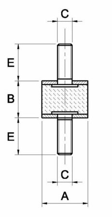 Antivibrante maschio/maschio 25x20,M6x18 confezione da 10 pezzi