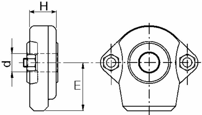 Supporto inferiore smontabile rotula sferica seconda categoria con Ø 25mm