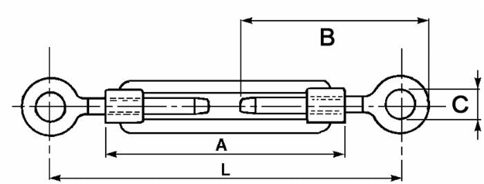 Tenditore Acciaio 2 Occhi Ø 3/8" L min 182mm confezione da 10 pezzi