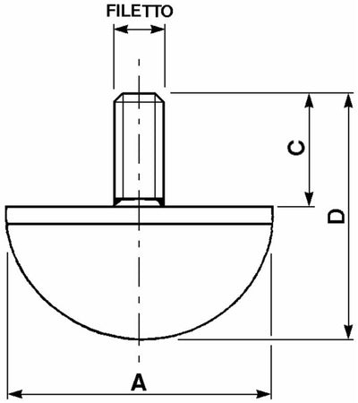 Antivibrante paracolpi ø 30 x M6 confezione da 10 pezzi