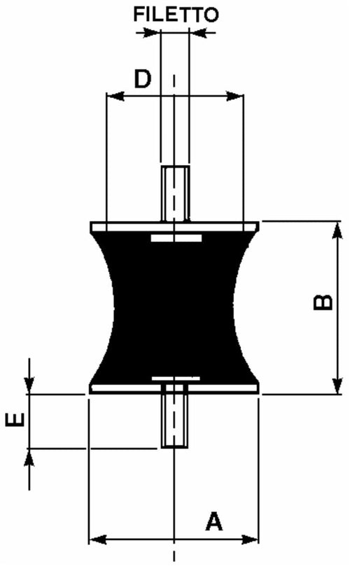 Antivibranti cilindrici sgolati 40x30mm M8